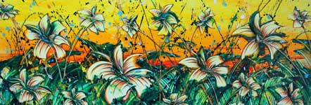 Closeup of Pamela Sukhum's Painting: Sparks
