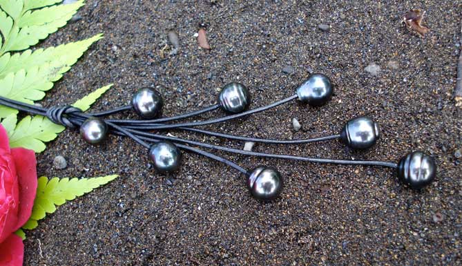Glorious Oceanic Creations Tahitian Pearl waterfall necklace